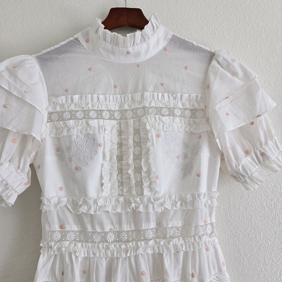 By Malina IRO Mini Dress Lase Details Romantic Embroided Coquette Size Small - Picture 4 of 16